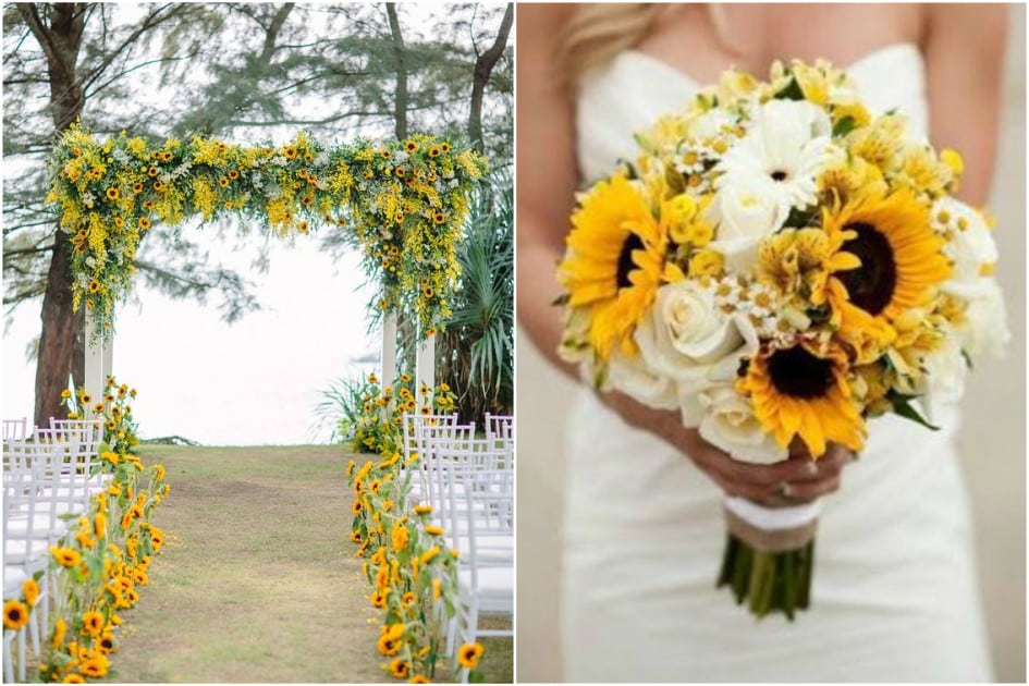 ულამაზესი საქორწილო დეკორაცია მზესუმზირებით